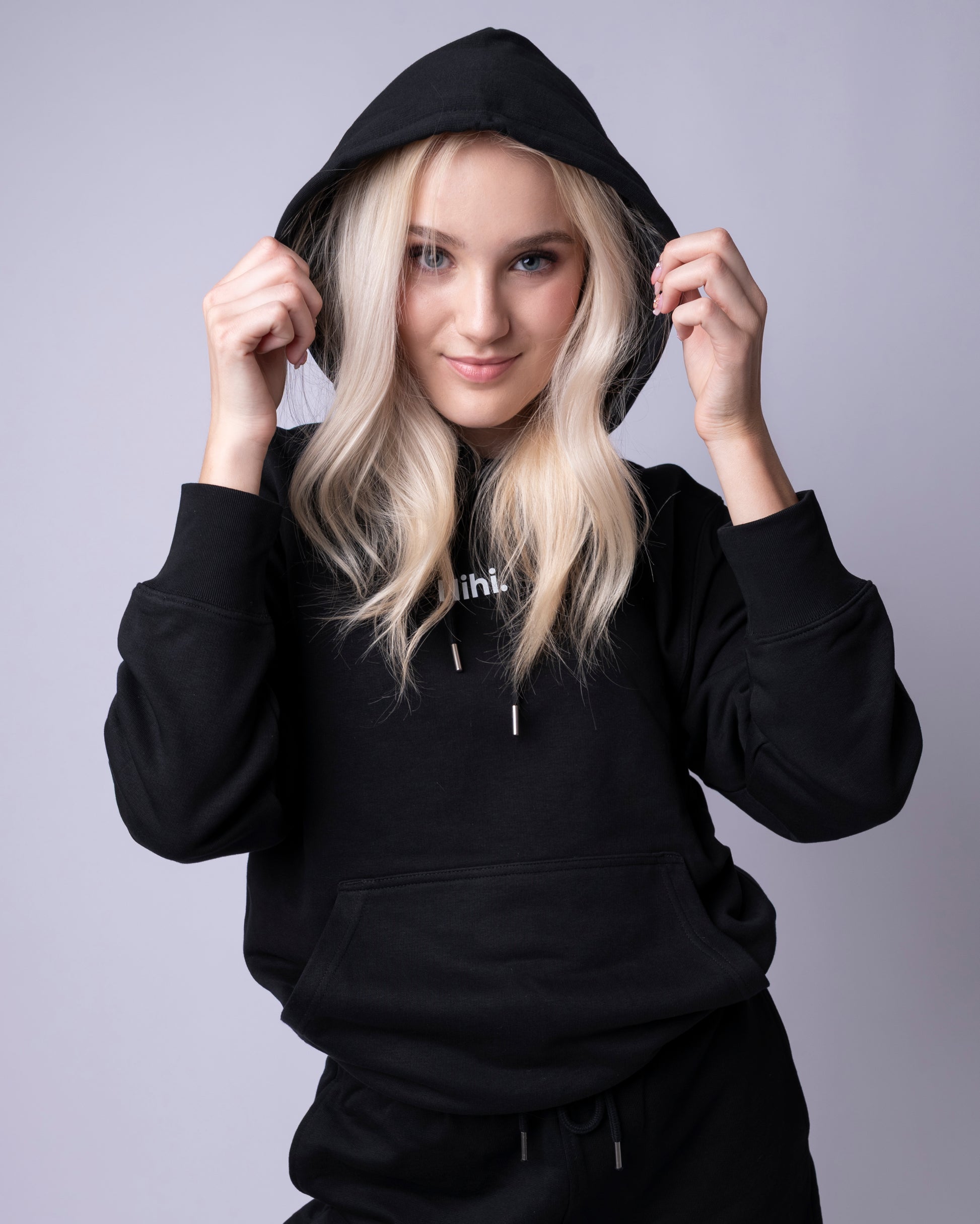 Černá mikina Hihi s potiskem